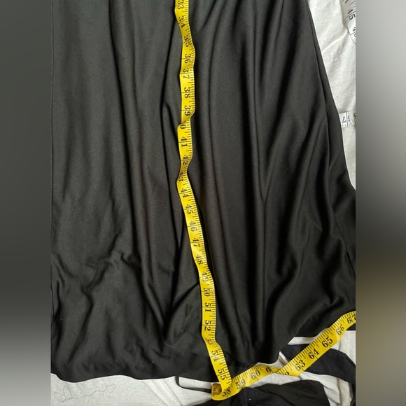 Vintage 70s Leslie J black maxi dress thin straps wide flowy dress - Picture 10 of 10